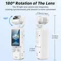 W&O Portable 2.5K Ultra HD Video Recorder with 180° Rotating Lens, Handheld Stabilizer Pocket Camera, Full Body Camera for Vlogging, Travel & Daily Life Recording, USB Rechargeable, Black, Vlogging Camera, Modern Gadget, Durable Construction, Camcorder