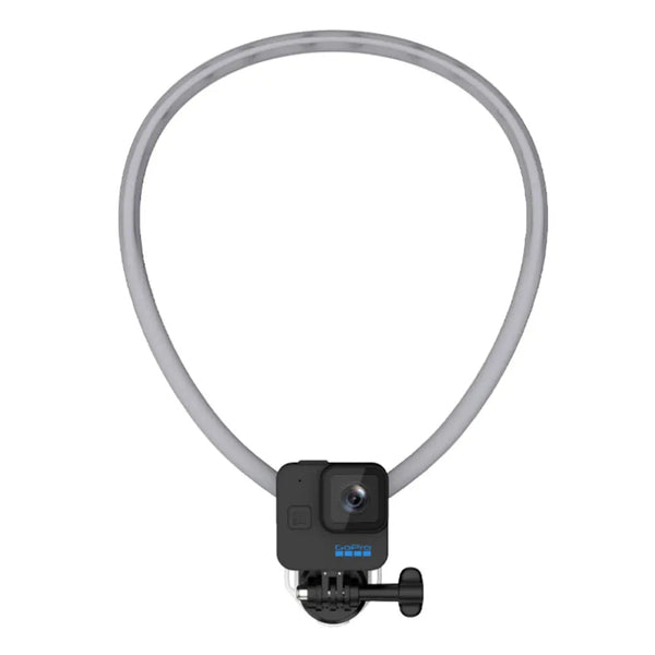 Magnetic neck mount holding a smartphone for hands-free POV recording
