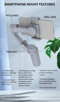 Tekvyn 3-Axis Handheld Smartphone Gimbal stabilizer for smooth video recording, shown in black with ergonomic handle