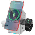 Tekvyn 3-in-1 magnetic wireless charger for smartphones, smartwatch, and earbuds with sleek black design and magnetic alignment.