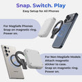 Abxylute M4 Snap-On Mobile Gaming Controller for Android & Iphone, Switch 1&2, Portable Bluetooth Mini Controller, Pocket-Sized Retro Emulator Gamepad W/Stand, Dual Joystick Turbo Pro Gaming, Magnetic (White)