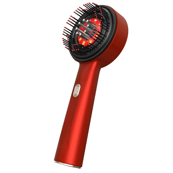 Red electric scalp massage comb with LED light therapy