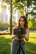 Tekvynstore Mini Grip Quadripod for content creation, compact tripod with adjustable legs and grip for stable shots.
