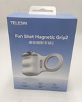 Telesin Fun Shot magnetic phone grip by Tekvyn showing a circular grip with a textured surface and magnetic attachment on a smartphone.