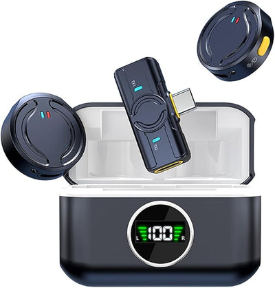 Wireless Tekvyn microphone with charging cabin, compact device for clear audio transmission and convenient charging.
