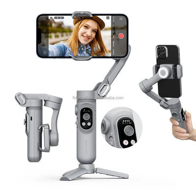 Tekvyn 3-Axis Handheld Smartphone Gimbal stabilizer with ergonomic handle and mounted smartphone for smooth video filming.